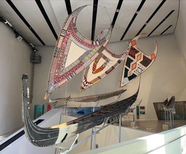 Installation view from the upper level of Te Pasifika (Melbourne Museum), the redevelopment of which, using a community-centred approach, is outlined by McCann & Hadfield. Image courtesy of Jessica Argall.